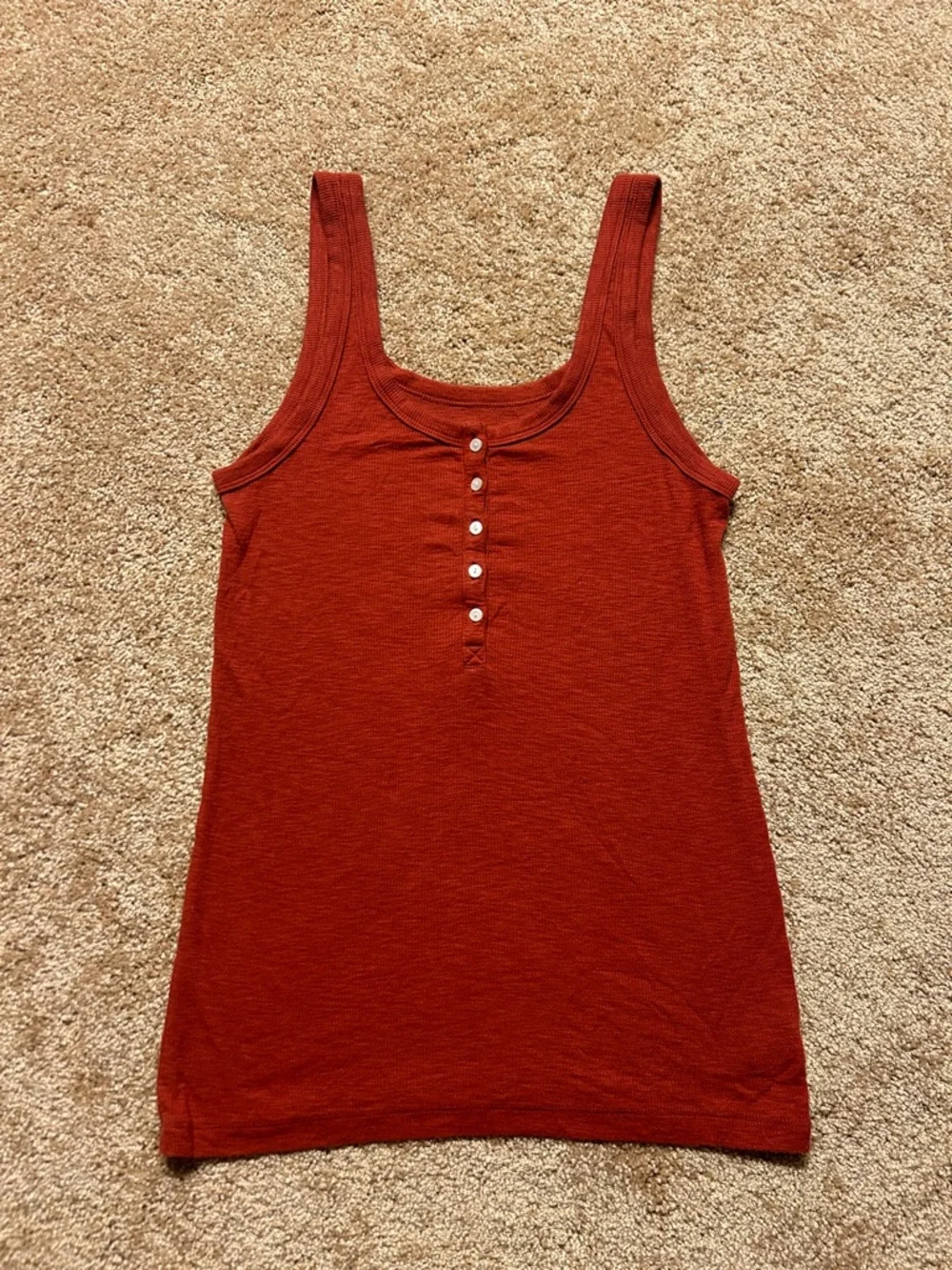 Aerie Ribbed Henley Tank Top - Rust - Picture 1 of 4